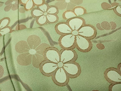 平和屋着物●訪問着　駒刺繍　枝花文　金彩　正絹　逸品　未使用　CABJ6567ut