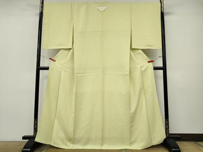 平和屋着物●上質な色無地　霞地紋　女郎花色　正絹　逸品　未使用　CABJ6568ut