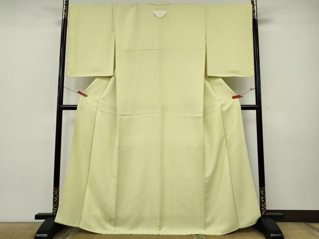 平和屋着物●上質な色無地　霞地紋　女郎花色　正絹　逸品　未使用　CABJ6568ut