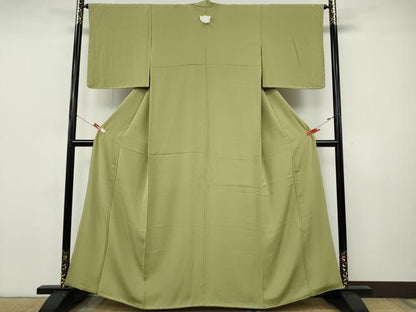 平和屋着物●上質な色無地　抹茶色　正絹　逸品　未使用　CABJ6570ut