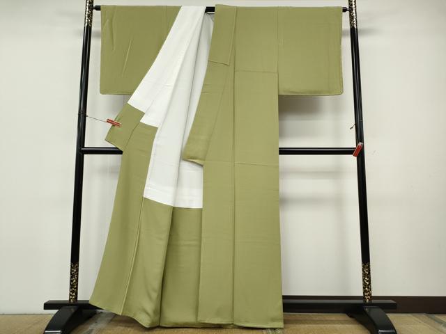 平和屋着物●上質な色無地　抹茶色　正絹　逸品　未使用　CABJ6570ut