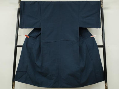 平和屋着物●男性　紬　留紺色　正絹　逸品　CABJ6571ut