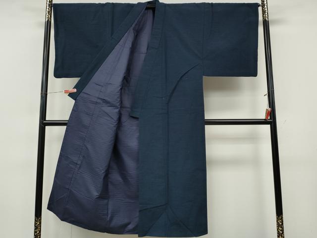 平和屋着物●男性　紬　留紺色　正絹　逸品　CABJ6571ut