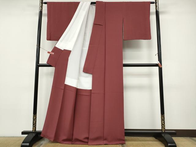 平和屋着物●上質な色無地　葡萄茶色　正絹　逸品　CABJ6577ut