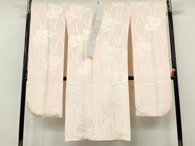 平和屋着物●振袖用長襦袢 袷 立涌舞花地紋 暈し染め 正絹 逸品 CABJ6580ut