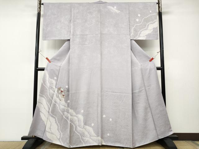 平和屋着物●中国三大刺繍　スワトウ刺繍　訪問着　絞り　刺繍　雪輪花文　金彩　三越扱い　正絹　逸品　CABJ6581ut