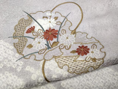 平和屋着物●中国三大刺繍　スワトウ刺繍　訪問着　絞り　刺繍　雪輪花文　金彩　三越扱い　正絹　逸品　CABJ6581ut