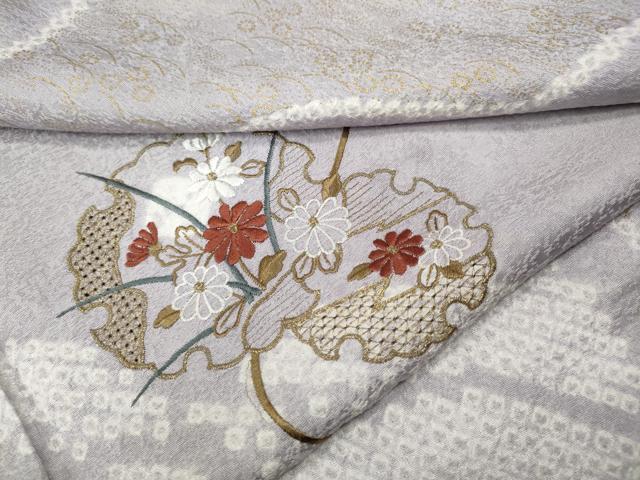 平和屋着物●中国三大刺繍　スワトウ刺繍　訪問着　絞り　刺繍　雪輪花文　金彩　三越扱い　正絹　逸品　CABJ6581ut