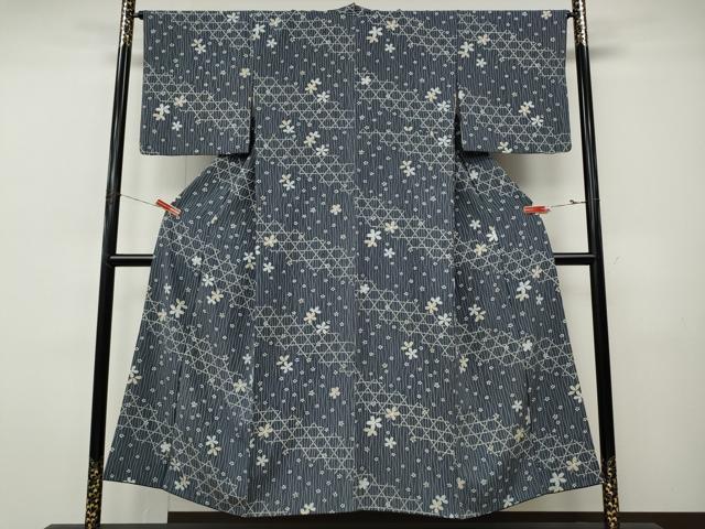 平和屋着物▼上質な小紋　舞花文　正絹　逸品　CABJ6582ut