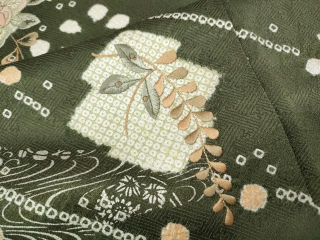 平和屋着物●中国三大刺繍　スワトウ刺繍　訪問着　辻が花　絞り　銀彩　正絹　逸品　CABJ6585ut