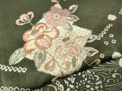 平和屋着物●中国三大刺繍　スワトウ刺繍　訪問着　辻が花　絞り　銀彩　正絹　逸品　CABJ6585ut