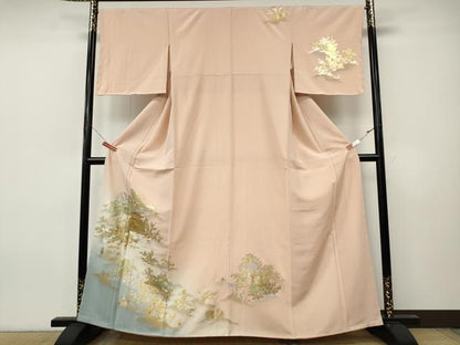 平和屋着物●訪問着　風景草花文　暈し染め　金銀彩　正絹　逸品　未使用　CABJ6586ut