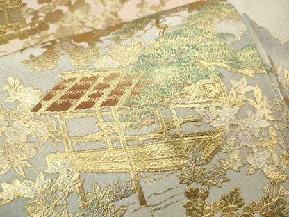 平和屋着物●訪問着　風景草花文　暈し染め　金銀彩　正絹　逸品　未使用　CABJ6586ut