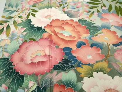 平和屋着物●豪華振袖・長襦袢セット　友禅　作家物　鴛鴦花文　正絹　逸品　CABJ6589ut