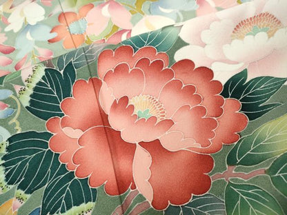 平和屋着物●豪華振袖・長襦袢セット　友禅　作家物　鴛鴦花文　正絹　逸品　CABJ6589ut