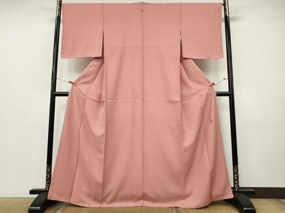 平和屋着物●二代目清次郎　手描き　色無地　紅梅色　正絹　逸品　CABJ6592ut