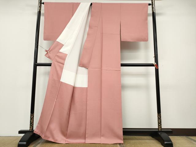 平和屋着物●二代目清次郎　手描き　色無地　紅梅色　正絹　逸品　CABJ6592ut