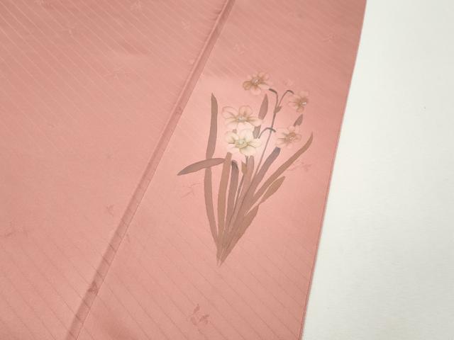 平和屋着物●二代目清次郎　手描き　色無地　紅梅色　正絹　逸品　CABJ6592ut