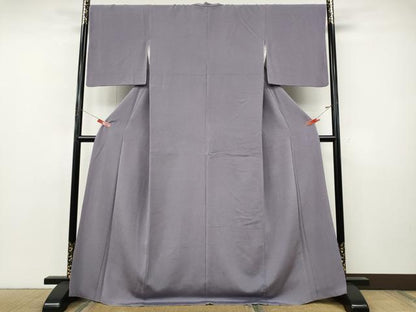 平和屋着物●上質な色無地　浅紫色　鬼しぼ縮緬　ロング丈　正絹　逸品　CABJ6594ut