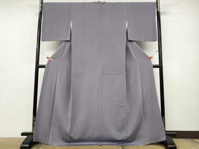 平和屋着物●上質な色無地　浅紫色　鬼しぼ縮緬　ロング丈　正絹　逸品　CABJ6594ut