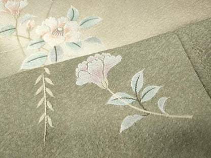 平和屋着物●訪問着　総刺繍　枝花文　暈し染め　正絹　逸品　CABJ6597ut