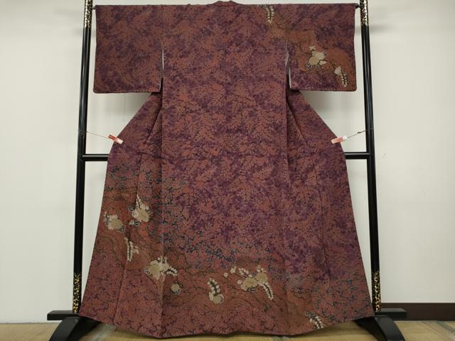 平和屋着物●訪問着　辻が花　鬼しぼ縮緬　正絹　逸品　CABJ6601ut