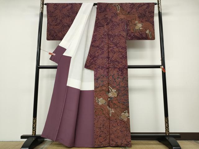 平和屋着物●訪問着　辻が花　鬼しぼ縮緬　正絹　逸品　CABJ6601ut