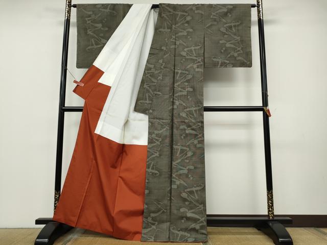平和屋着物●本場大島紬　9マルキ　泥染め　吉祥文　重田忍作　上代150万　証紙付き　正絹　逸品　CABJ6603ut