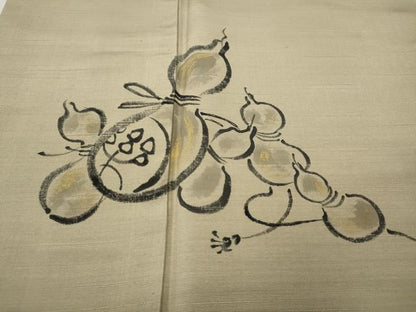 平和屋着物●訪問着　結城紬　手描き　瓢箪　金彩　証紙付き　正絹　逸品　CABJ6605ut