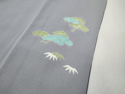 平和屋着物●訪問着　作家物　風景船草花文　暈し染め　正絹　逸品　CABJ6613ut
