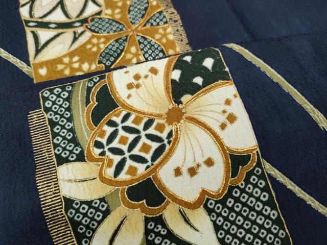 平和屋着物●訪問着　駒刺繍　破れ色紙重ね鞠花文　金彩　正絹　逸品　CABJ6615ut