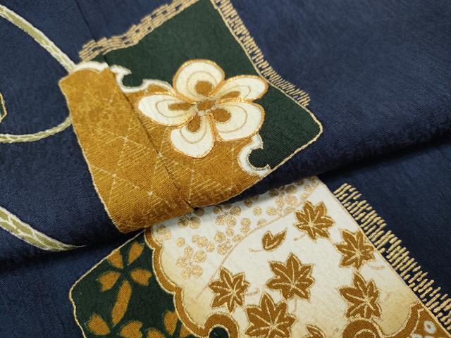 平和屋着物●訪問着　駒刺繍　破れ色紙重ね鞠花文　金彩　正絹　逸品　CABJ6615ut