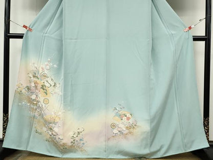 平和屋着物●訪問着　地紙御所車花文　暈し染め　金彩　正絹　逸品　CABJ6616ut