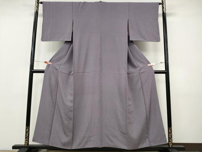 平和屋着物●江戸小紋　万筋　古代紫色×薄鼠色　正絹　逸品　CABJ6617ut