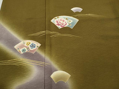 平和屋着物●豪華色留袖　作家物　駒刺繍　地紙花文　暈し染め　金彩　正絹　逸品　CABJ6623ut