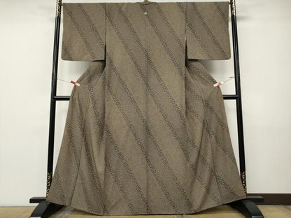 平和屋着物●上質な小紋　斜線花文　正絹　逸品　CABJ6629ut