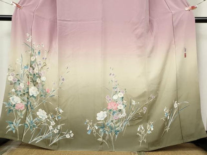平和屋着物●訪問着　友禅　作家物　枝花文　暈し染め　正絹　逸品　CABJ6631ut