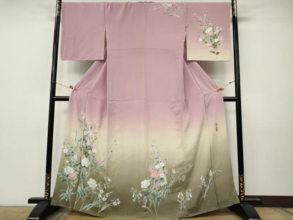 平和屋着物●訪問着　友禅　作家物　枝花文　暈し染め　正絹　逸品　CABJ6631ut