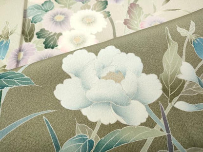 平和屋着物●訪問着　友禅　作家物　枝花文　暈し染め　正絹　逸品　CABJ6631ut