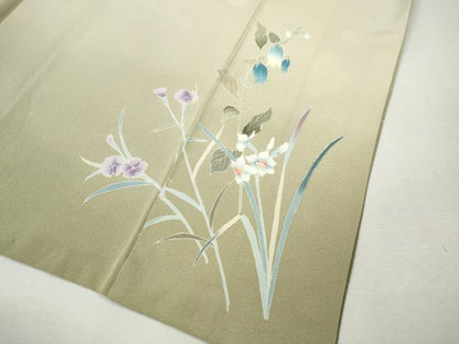 平和屋着物●訪問着　友禅　作家物　枝花文　暈し染め　正絹　逸品　CABJ6631ut