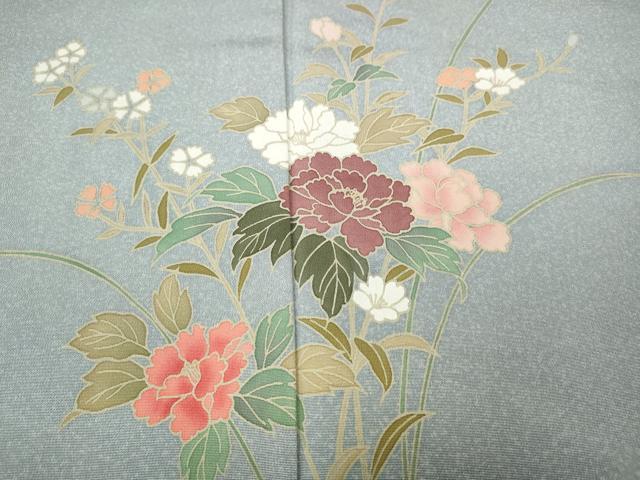 平和屋着物●訪問着　友禅　作家物　草花文　たたき染め　ロング丈　正絹　逸品　CABJ6632ut