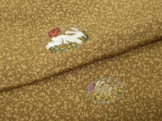 平和屋着物●上質な小紋　総刺繍　跳兎　金銀糸　正絹　逸品　CABJ6633ut
