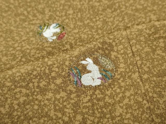 平和屋着物●上質な小紋　総刺繍　跳兎　金銀糸　正絹　逸品　CABJ6633ut