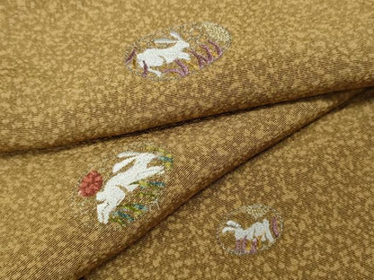 平和屋着物●上質な小紋　総刺繍　跳兎　金銀糸　正絹　逸品　CABJ6633ut