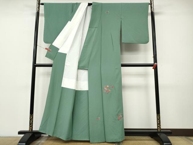 平和屋着物●中国三大刺繍　スワトウ刺繍　総刺繍　訪問着　草花丸文　金糸　正絹　逸品　CABJ6634ut