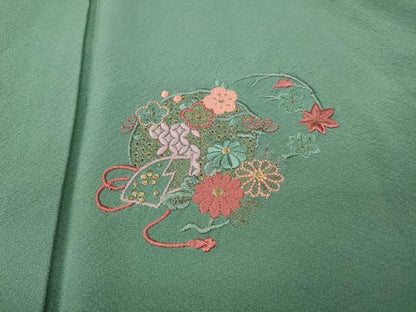 平和屋着物●中国三大刺繍　スワトウ刺繍　総刺繍　訪問着　草花丸文　金糸　正絹　逸品　CABJ6634ut