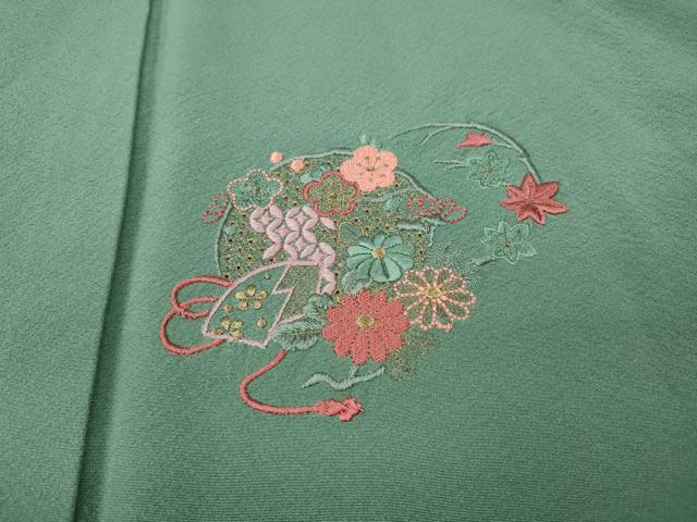平和屋着物●中国三大刺繍　スワトウ刺繍　総刺繍　訪問着　草花丸文　金糸　正絹　逸品　CABJ6634ut