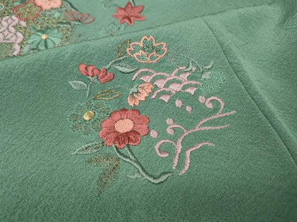 平和屋着物●中国三大刺繍　スワトウ刺繍　総刺繍　訪問着　草花丸文　金糸　正絹　逸品　CABJ6634ut