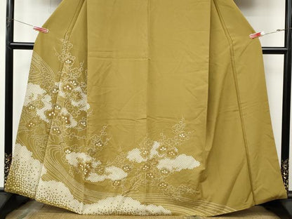 平和屋着物●訪問着　絞り　雲重ね枝梅文　金彩　正絹　逸品　CABJ6636ut