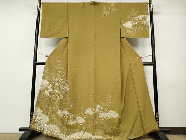 平和屋着物●訪問着　絞り　雲重ね枝梅文　金彩　正絹　逸品　CABJ6636ut